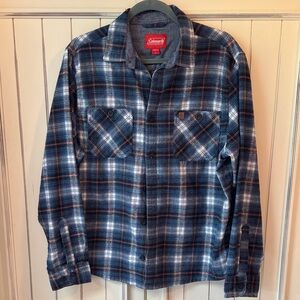Coleman Navy, White & Brown Plaid Button-Up Shirt